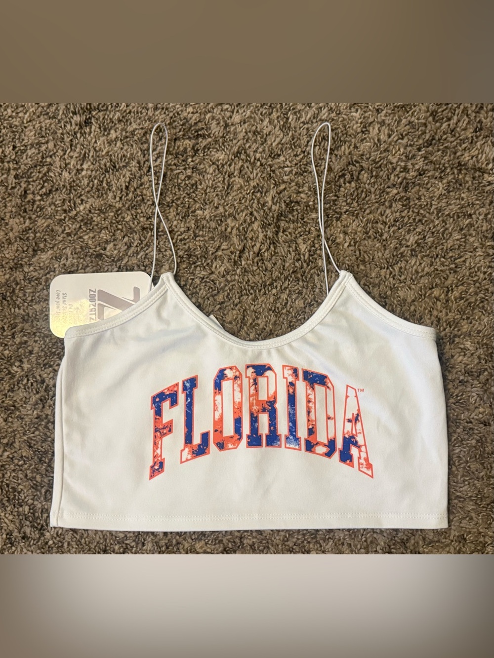 University of Florida - White 'Florida' Graphic Cropped Cami